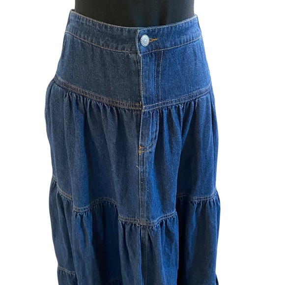 Lucky & Blessed Blue Tiered Denim Maxi Skirt - Picture 2 of 5